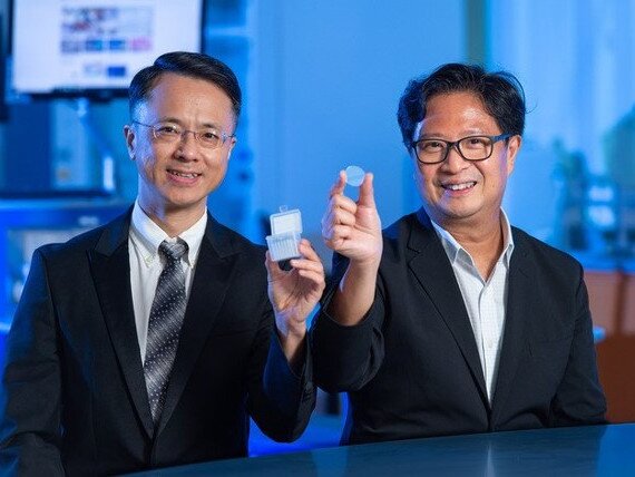 Professor Ken Yung Kin-lam (right), Professor of the Department of Biology, and Dr Jeffery Huang Zhifeng (left), Associate Professor of the Department of Physics at HKBU